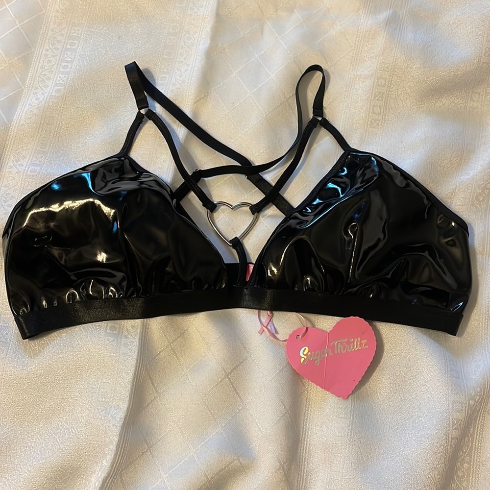 Dolls Kill XL Sugar Thrillz vinyl bra